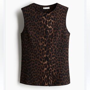 H&M Brown Leopard Print Button-Up Blouse
